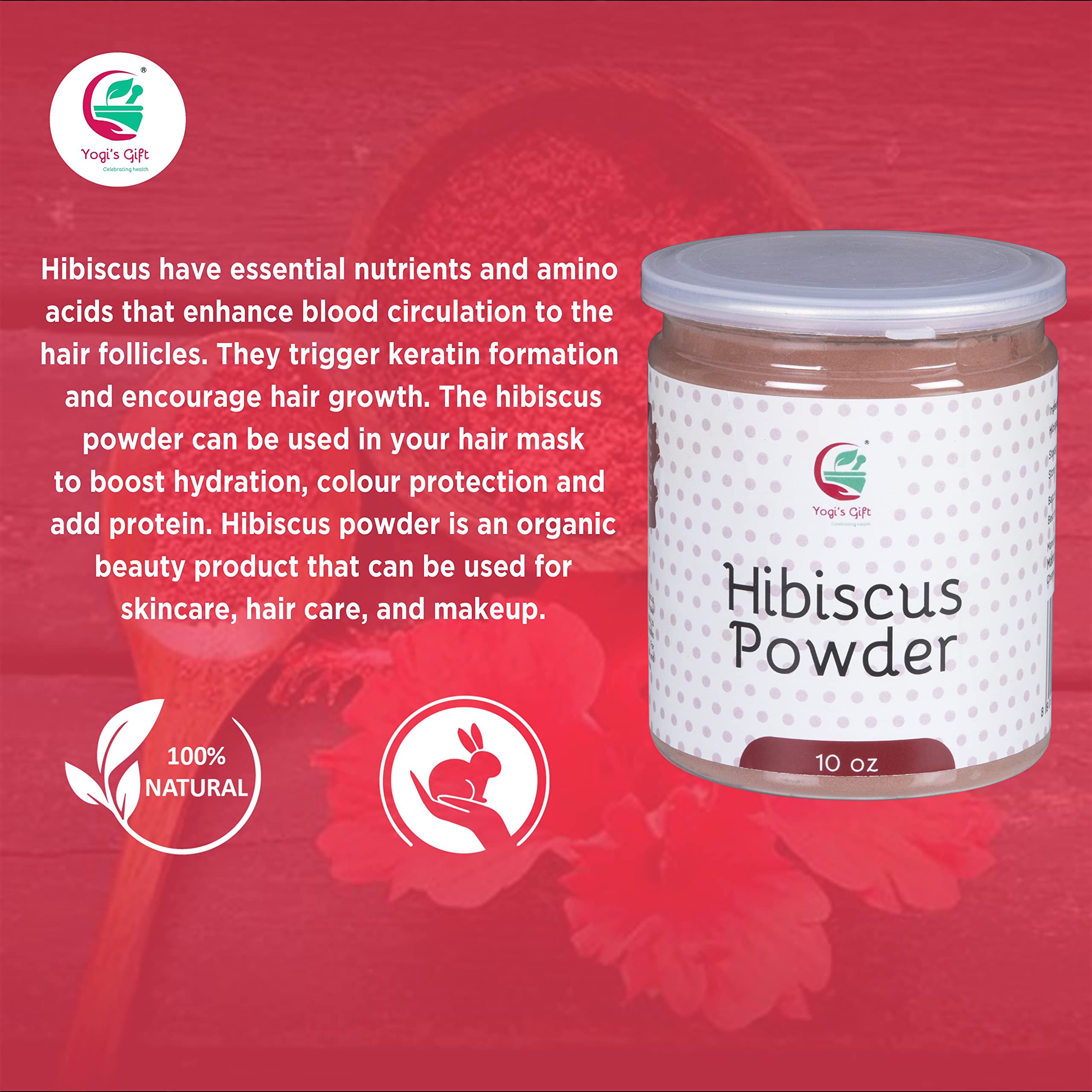 Application of hibiscus hair mask from YOGI’S GIFT on wet hair demonstrating nourishing coverage
