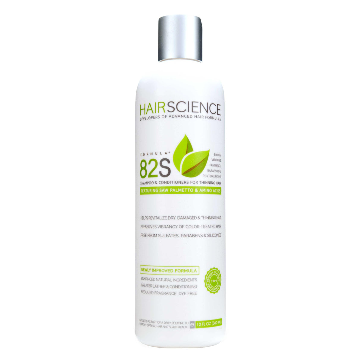 Hair Science Formula 82S front bottle showing clean design and benefits