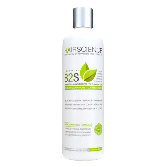 Hair Science Formula 82S front bottle showing clean design and benefits