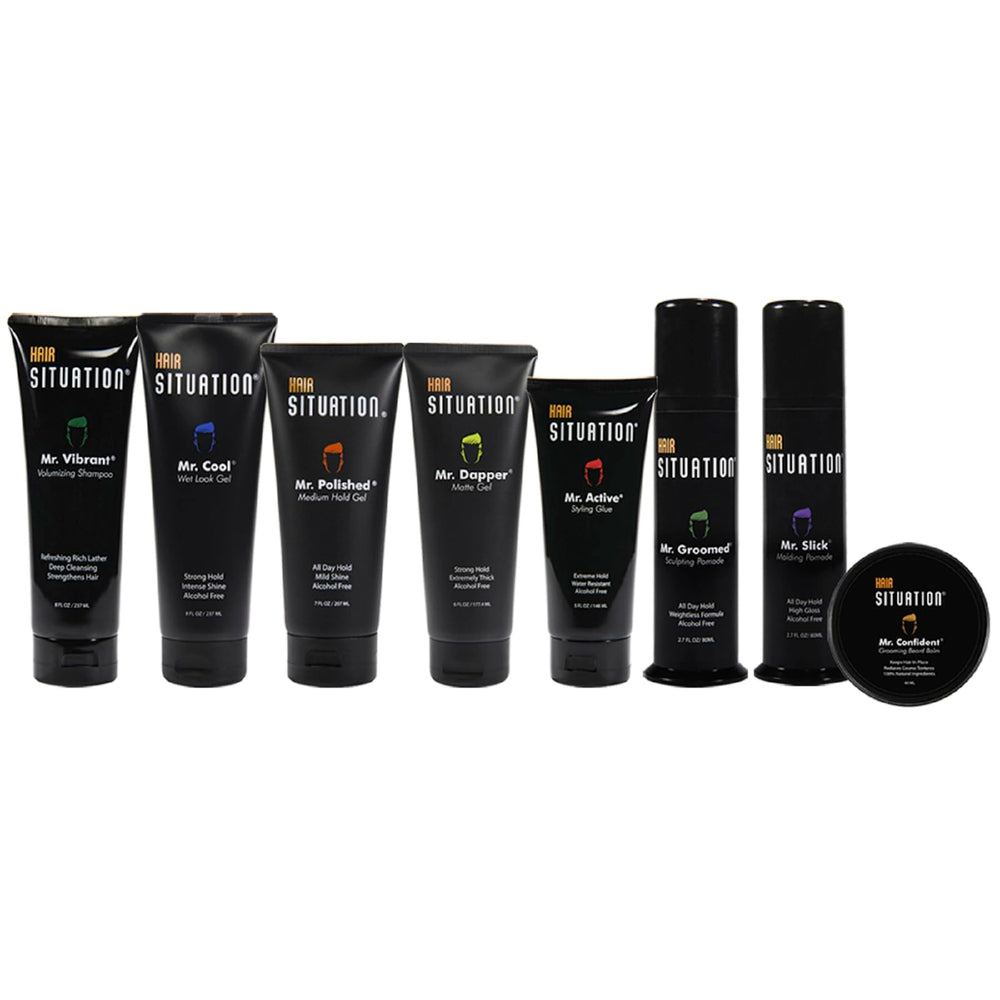 Hair Situation jar on a bathroom shelf conveying daily routine ease and shelf‑friendly design