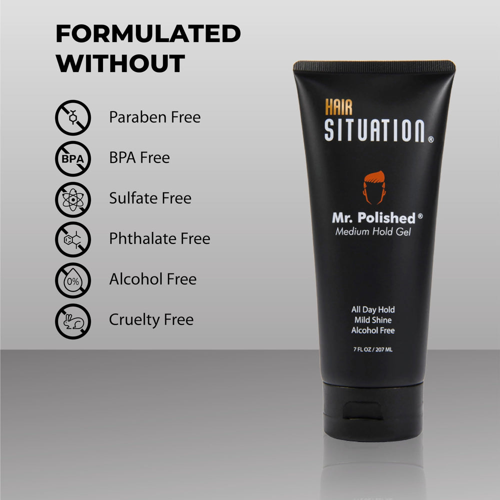 Hair Situation label and ingredients panel highlighting alcohol‑free, paraben‑free benefits