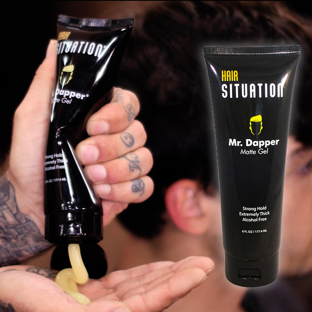 Hair Situation Mr. Dapper ingredient label showing vitamins B3 B5 B6 and E for hair