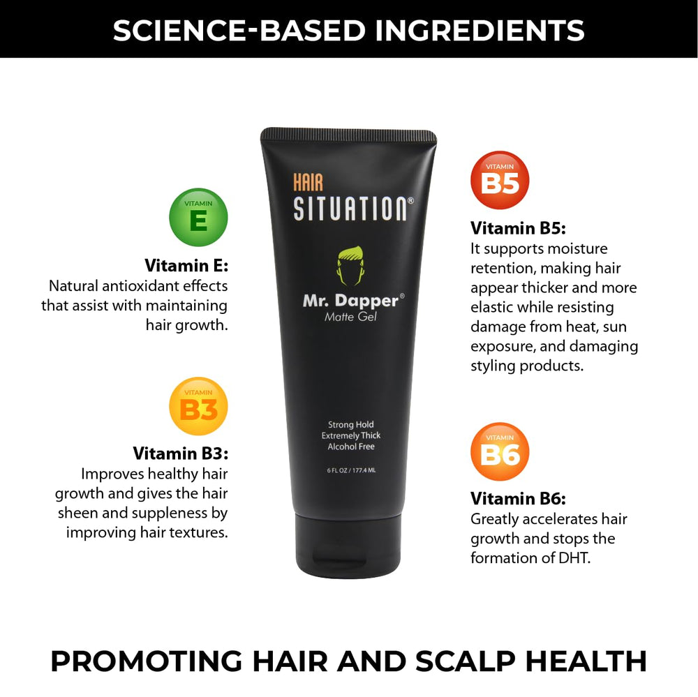 Hair Situation Mr. Dapper gel on palm ready to apply offering strong hold without flake