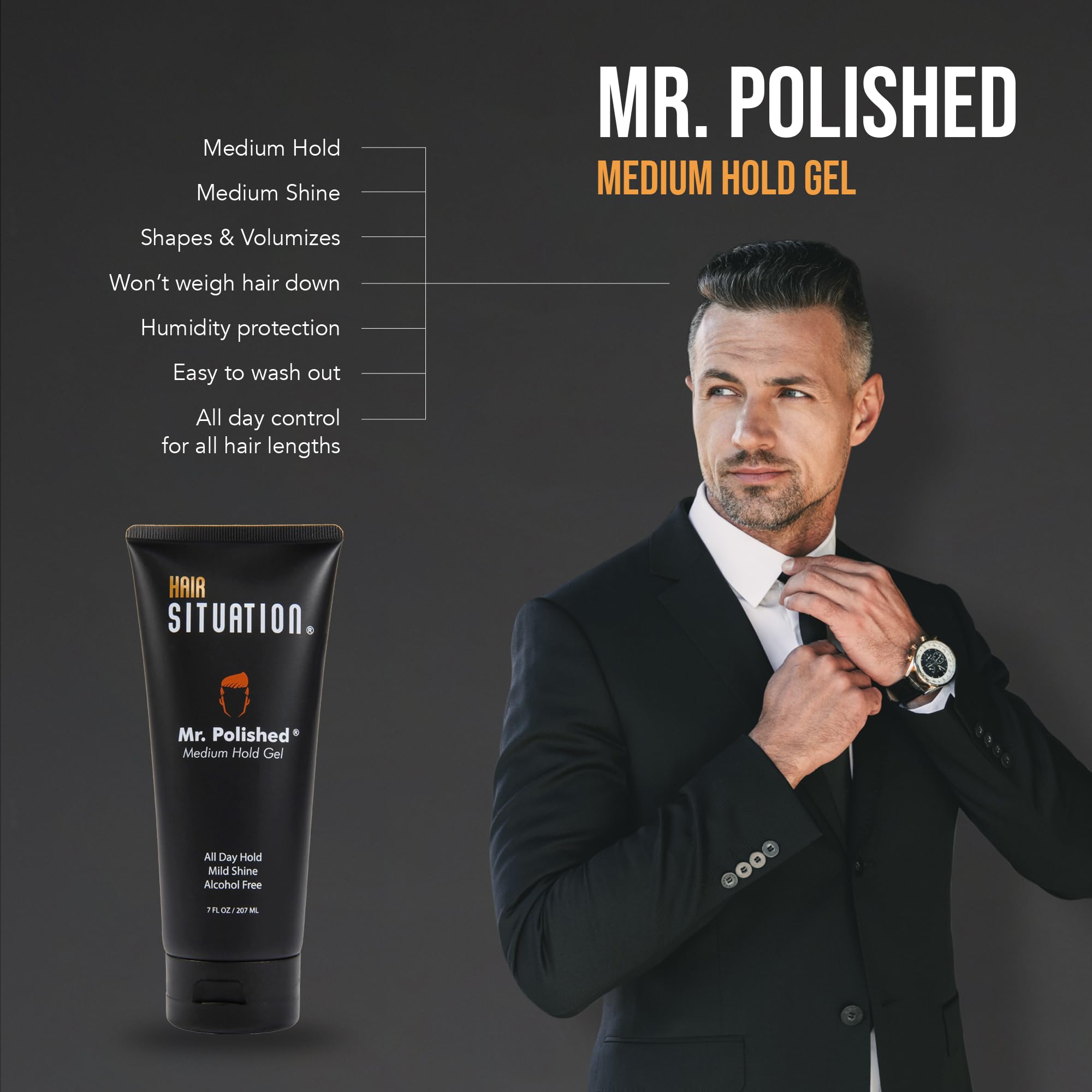 Hair Situation applied on a man styling short hair illustrating medium hold and natural finish