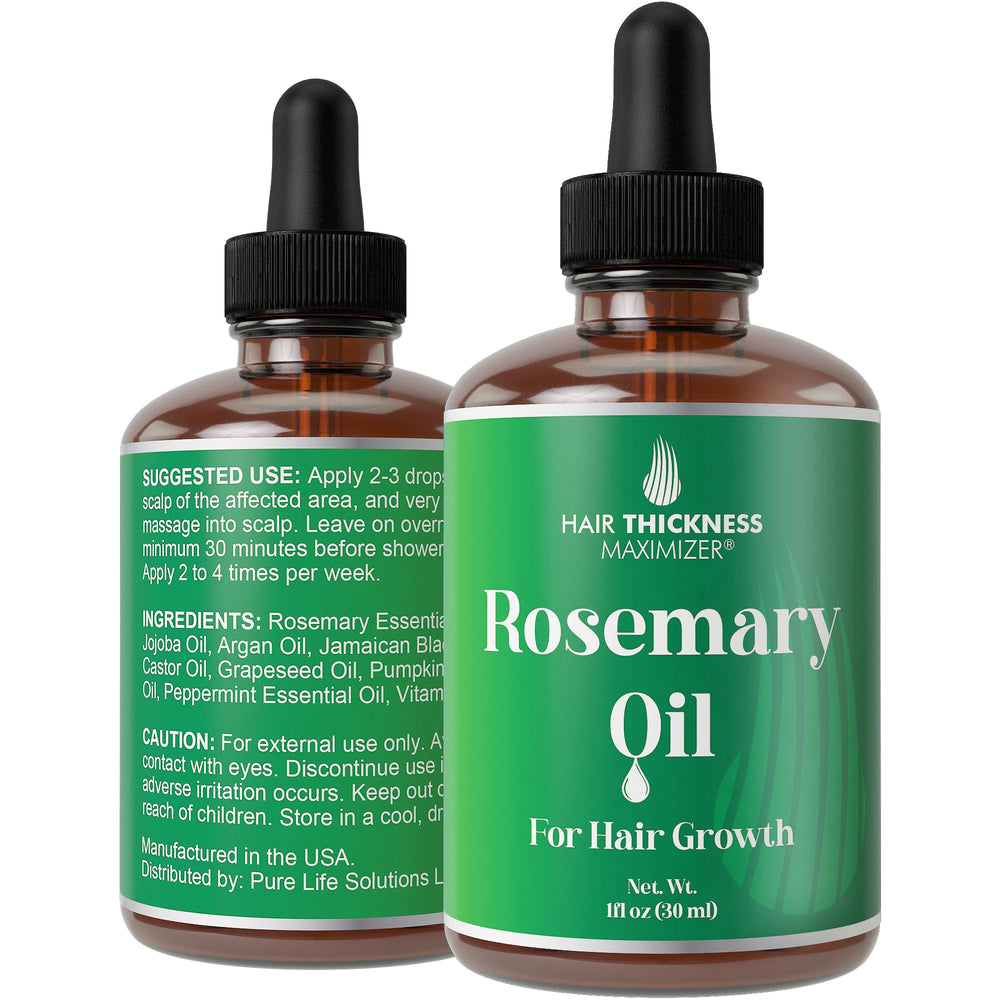 Hair Thickness Maximizer front bottle view shows clean label and compact size benefit