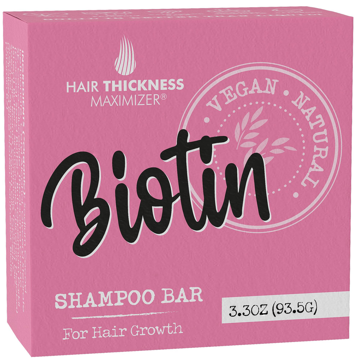 Hair Thickness Maximizer front packaging showing eco bar and benefits