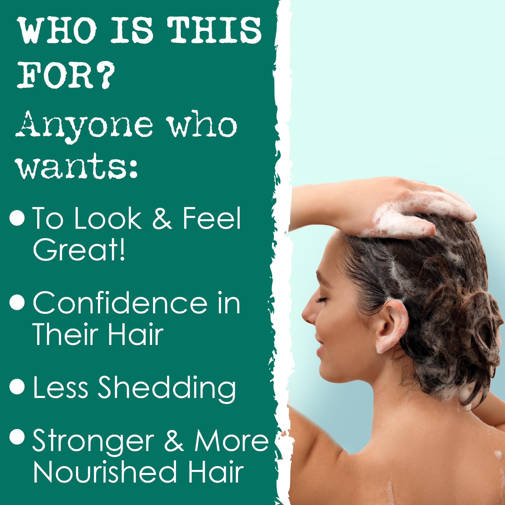 Hair Thickness Maximizer lather on hair demonstrating gentle cleansing and shine