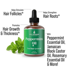 Hair Thickness Maximizer label close-up highlighting ingredients and claims