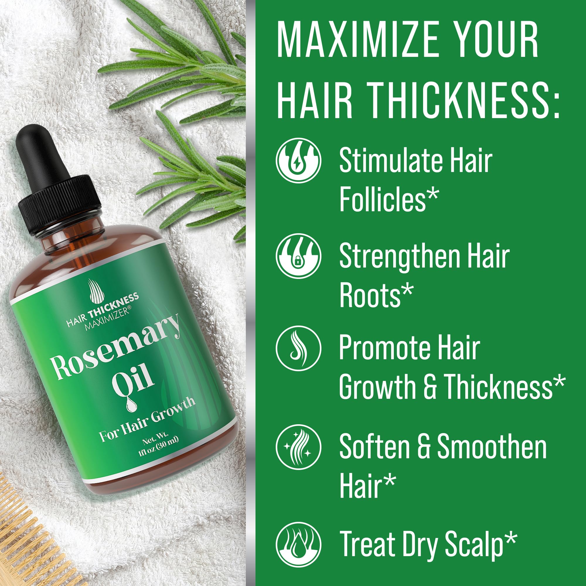 Hair Thickness Maximizer oil texture close-up highlighting lightweight, non-greasy finish benefit