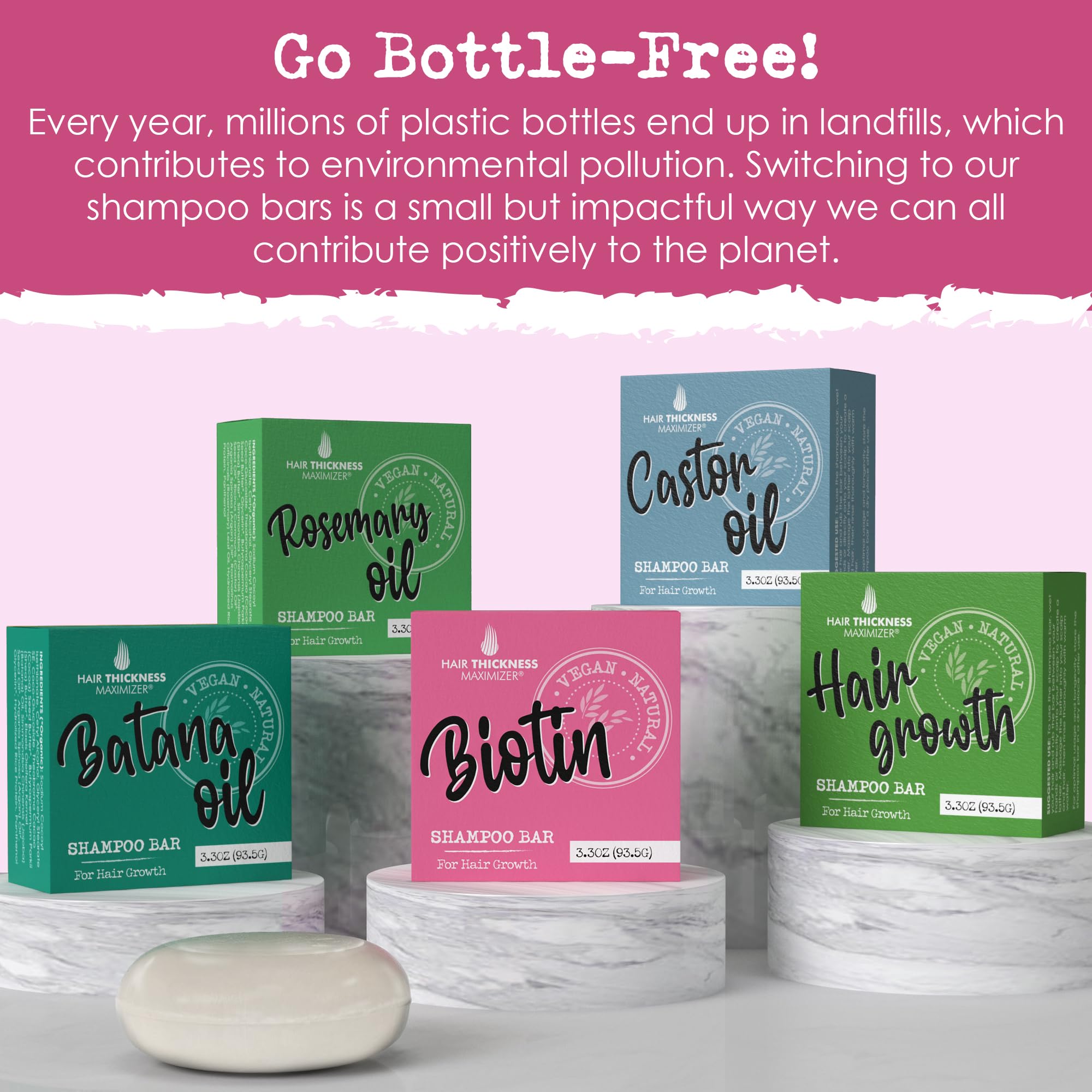 Hair Thickness Maximizer bar beside reusable items promoting zero waste benefit