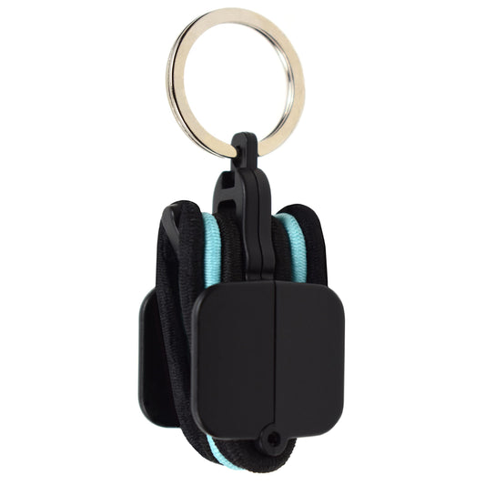 Hair Tie Hub front view black showing compact holder and clip benefit