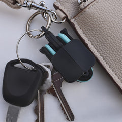 Hair Tie Hub in hand showing size scale and portability benefit