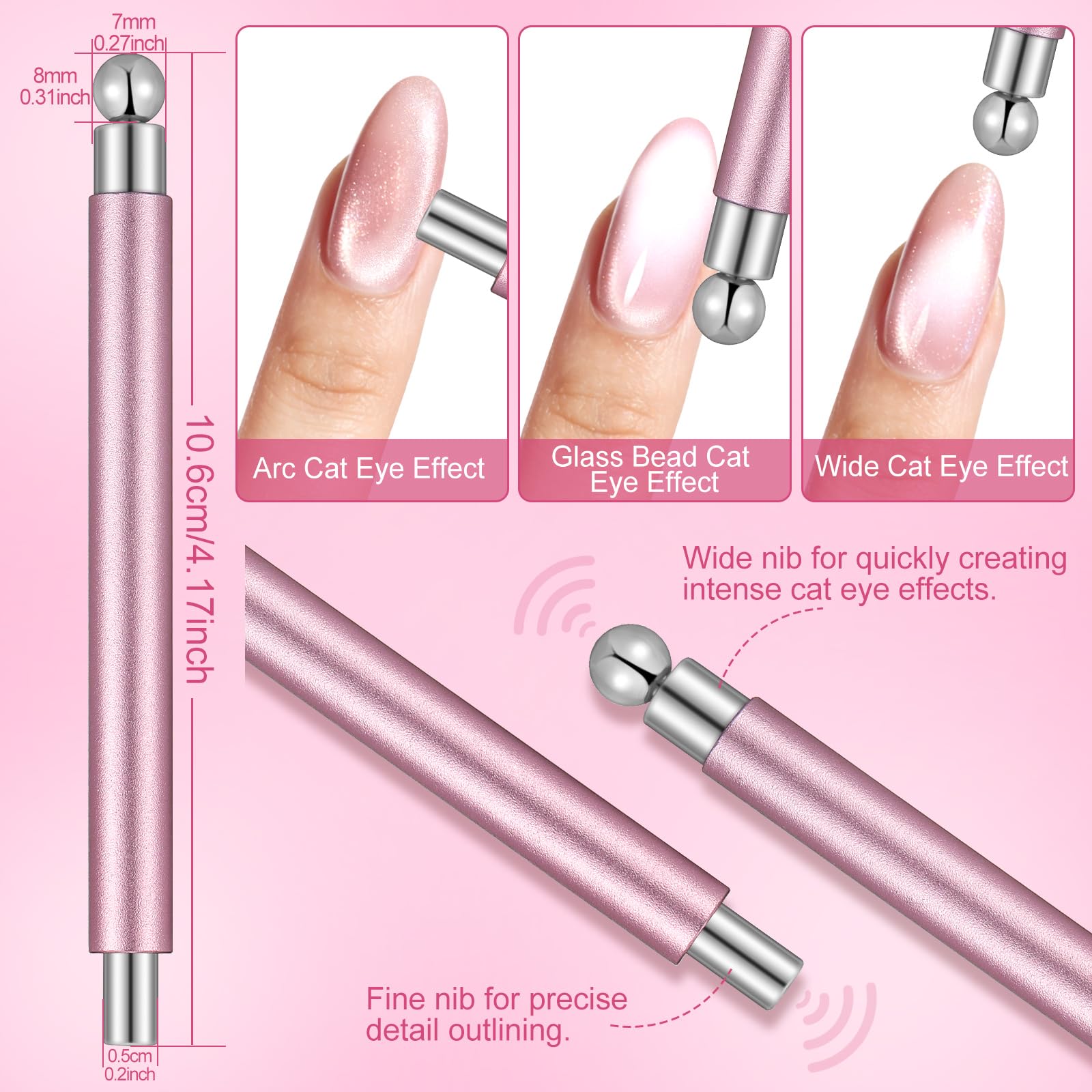 HairChrysm close-up of pink and wooden 3-in-1 pens with ergonomic grip benefit