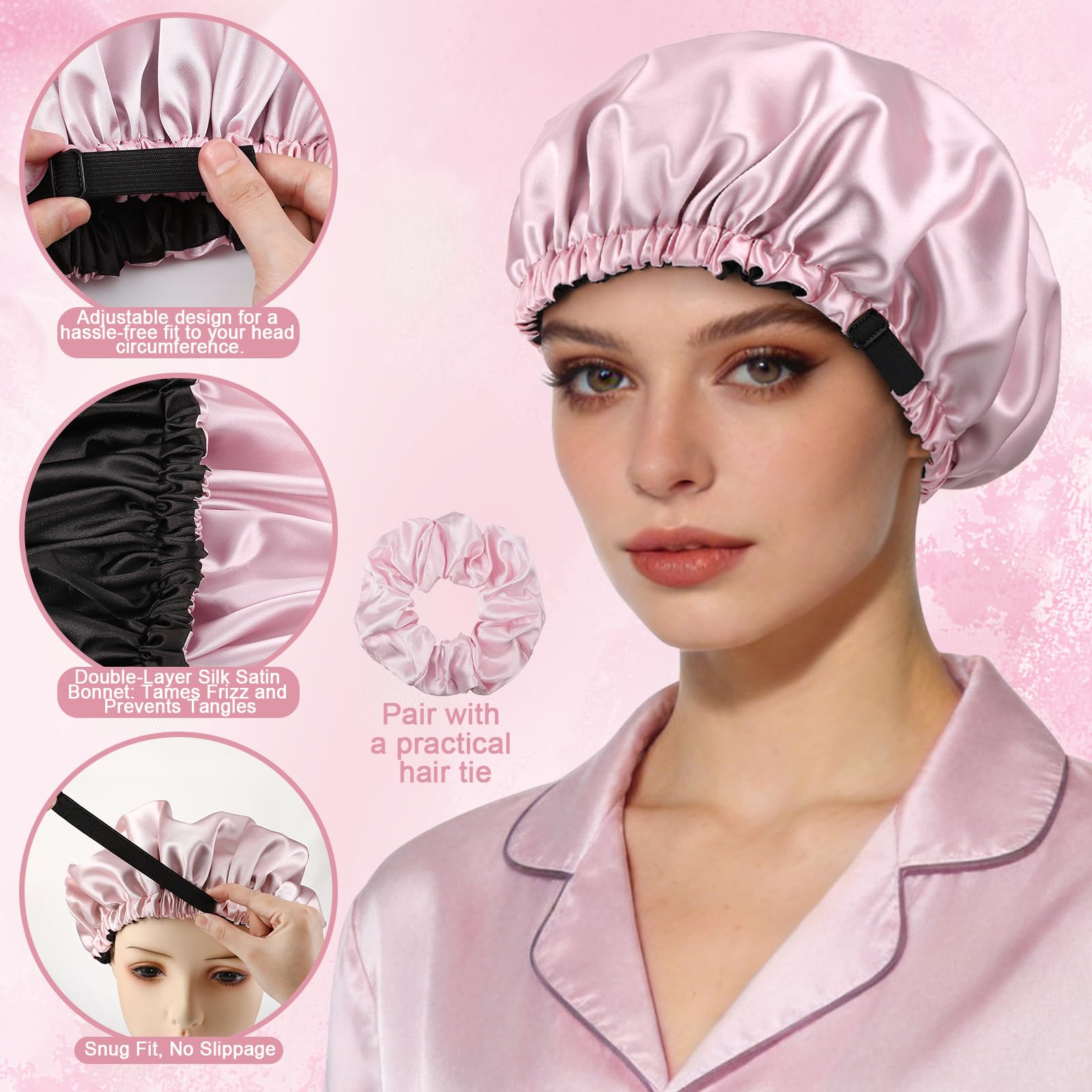 HairChrysm bonnet worn during sleep showing curl preservation and reduced friction