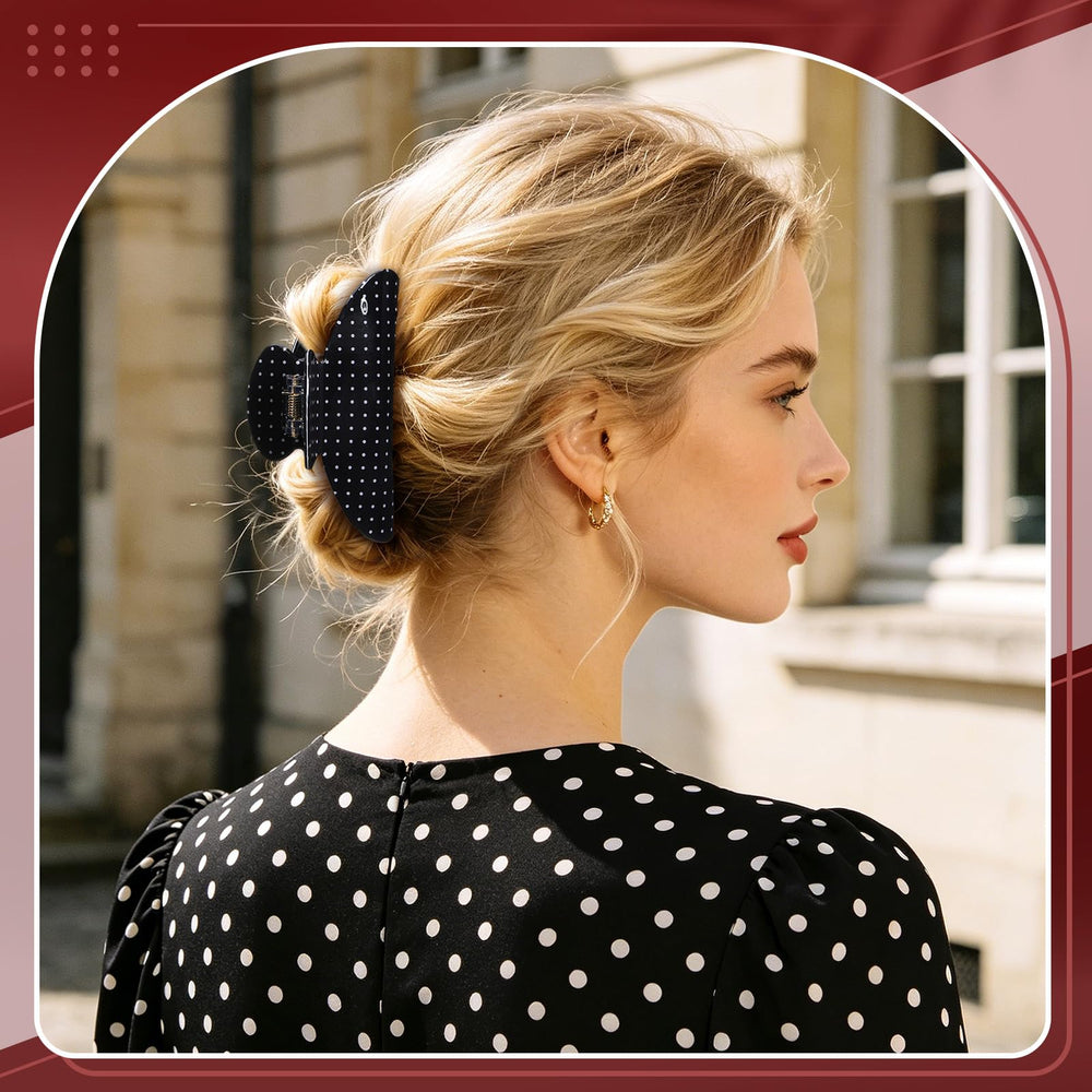 HairChrysm clip holding a full bun demonstrating firm no-slip grip
