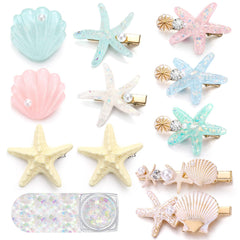 HairChrysm front view of 12 mermaid hair clips showing variety and styling options