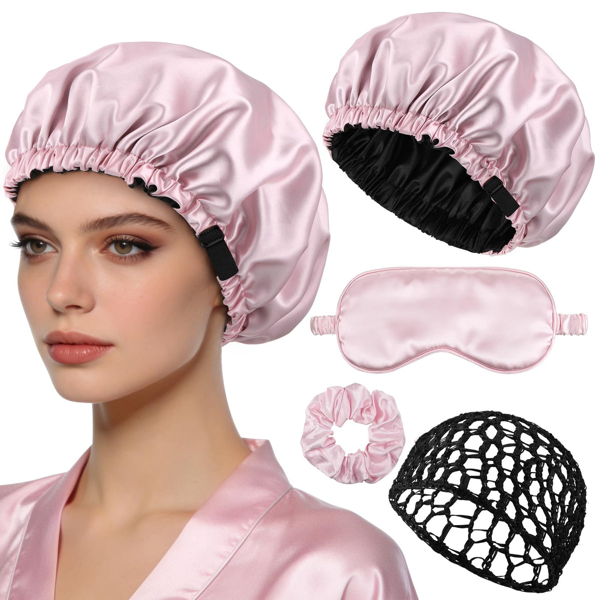 HairChrysm front view of reversible wrap cap showing neat fit and two-tone look