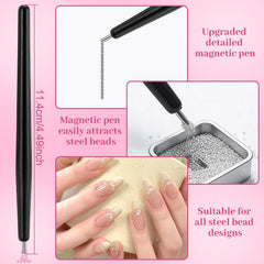HairChrysm magnet held above wet cat-eye gel creating shimmering stripe effect