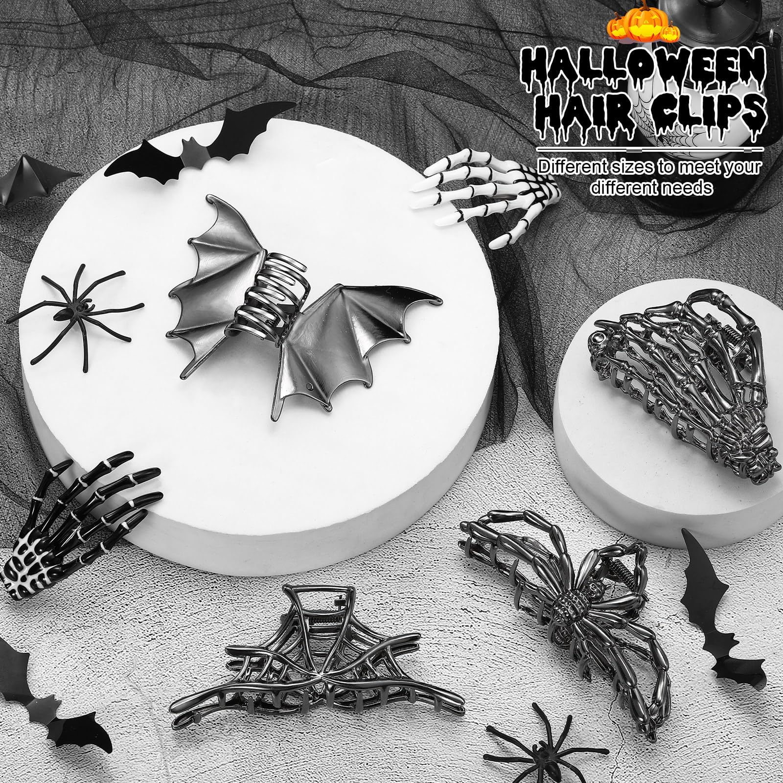 HairChrysm close shot of skeleton hand barrettes highlighting bone design and secure hold