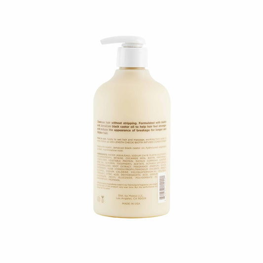 Hairitage pump and label close-up revealing ingredients and benefits for shoppers