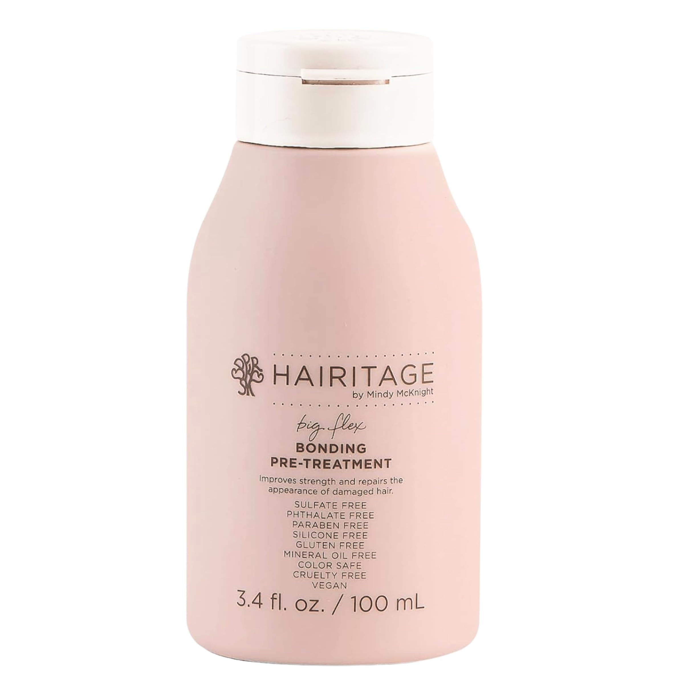 Hairitage bottle front view showing 4 oz packaging and clear repair benefit