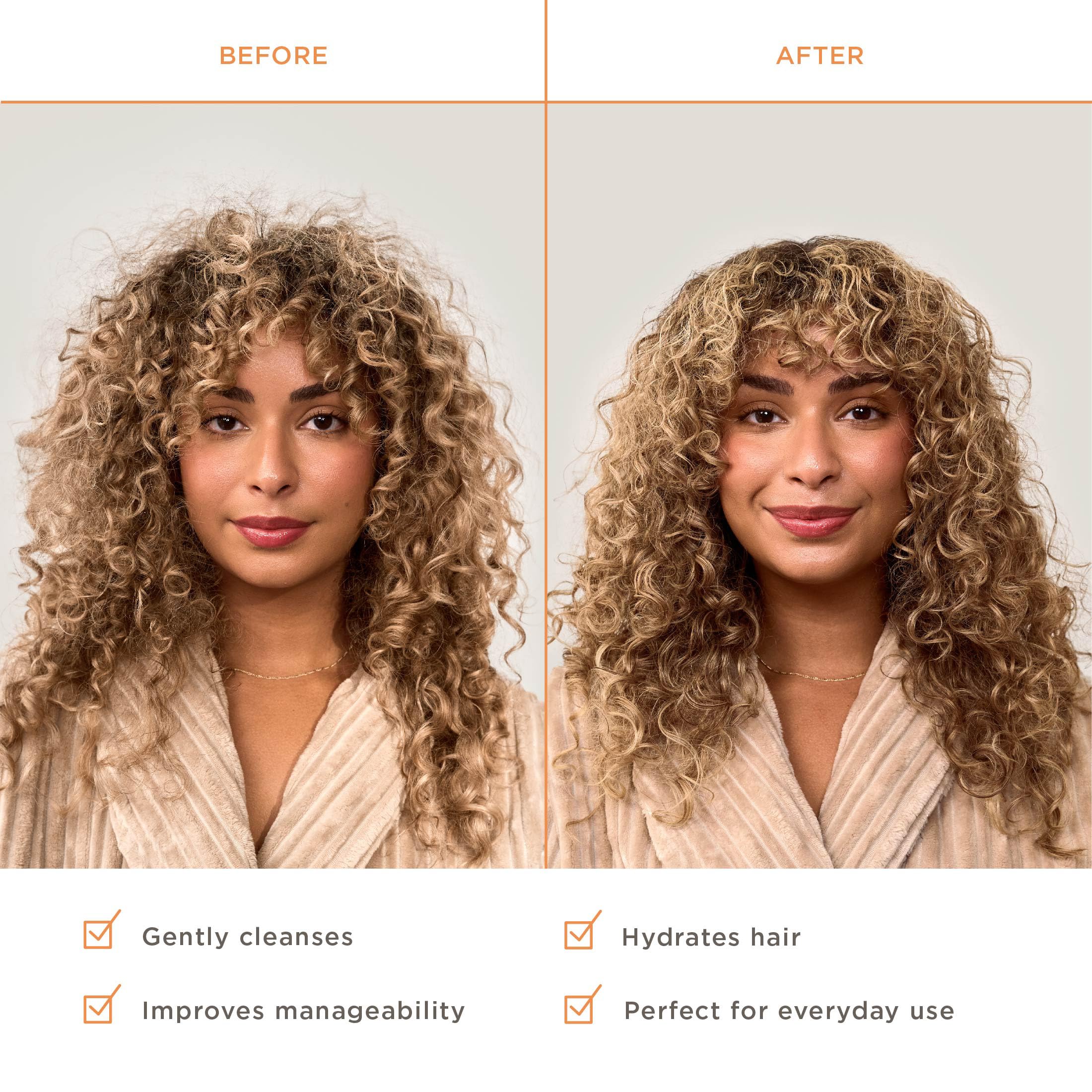 Hairitage conditioner amount in hand for portion guidance and frizz control benefit