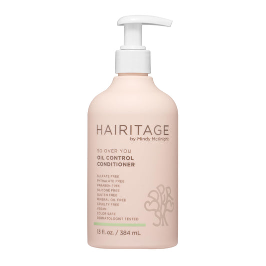 Hairitage front bottle 13oz shows packaging and easy-identify label benefit