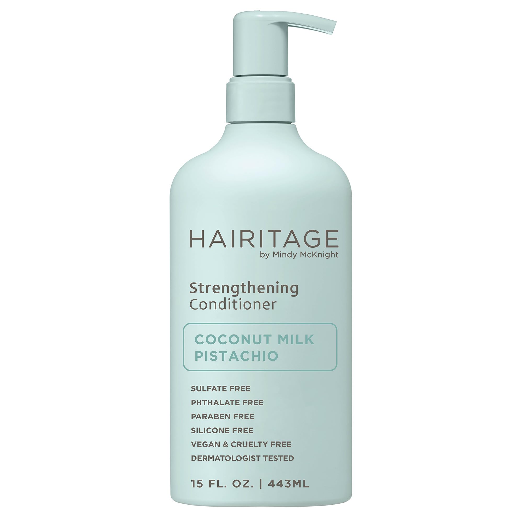 Hairitage front bottle showing product and branding benefit of restorative conditioning