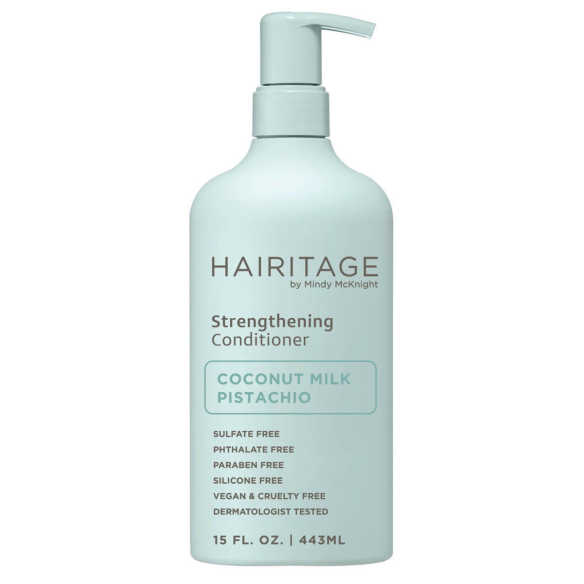 Hairitage front bottle showing product and branding benefit of restorative conditioning