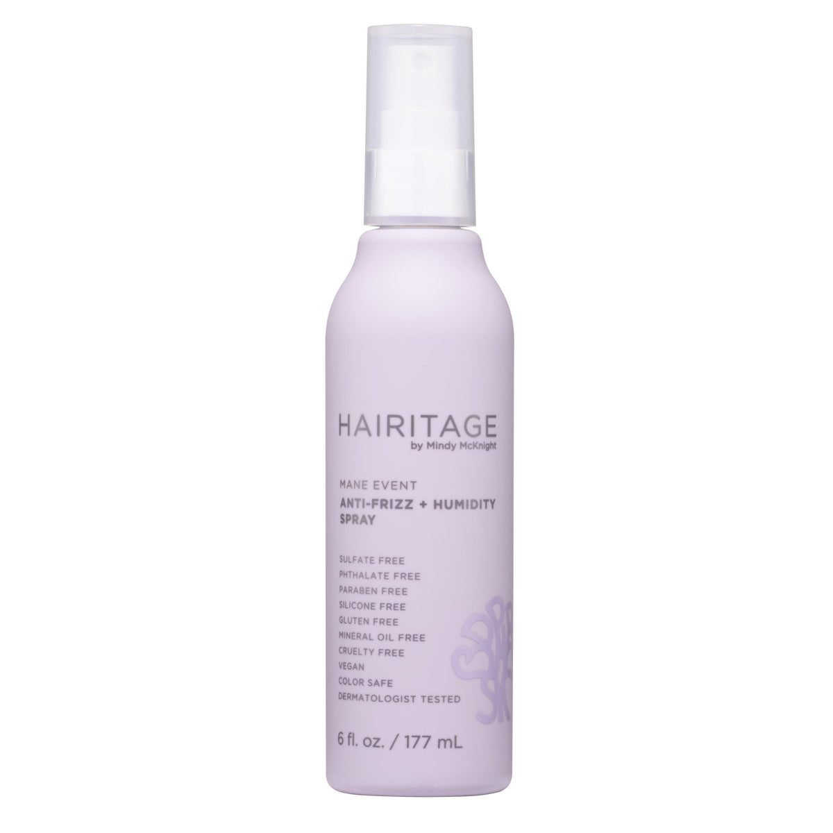 Hairitage front packaging 6oz spray showing bottle and label for easy identification and benefits
