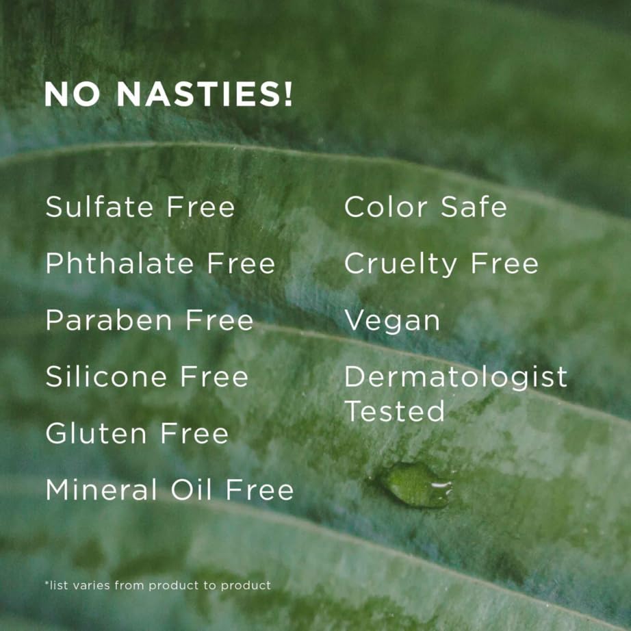 Hairitage label close-up lists key botanical ingredients and clean formulation