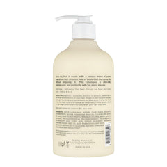 Hairitage pump and label closeup highlighting ingredients and instructions