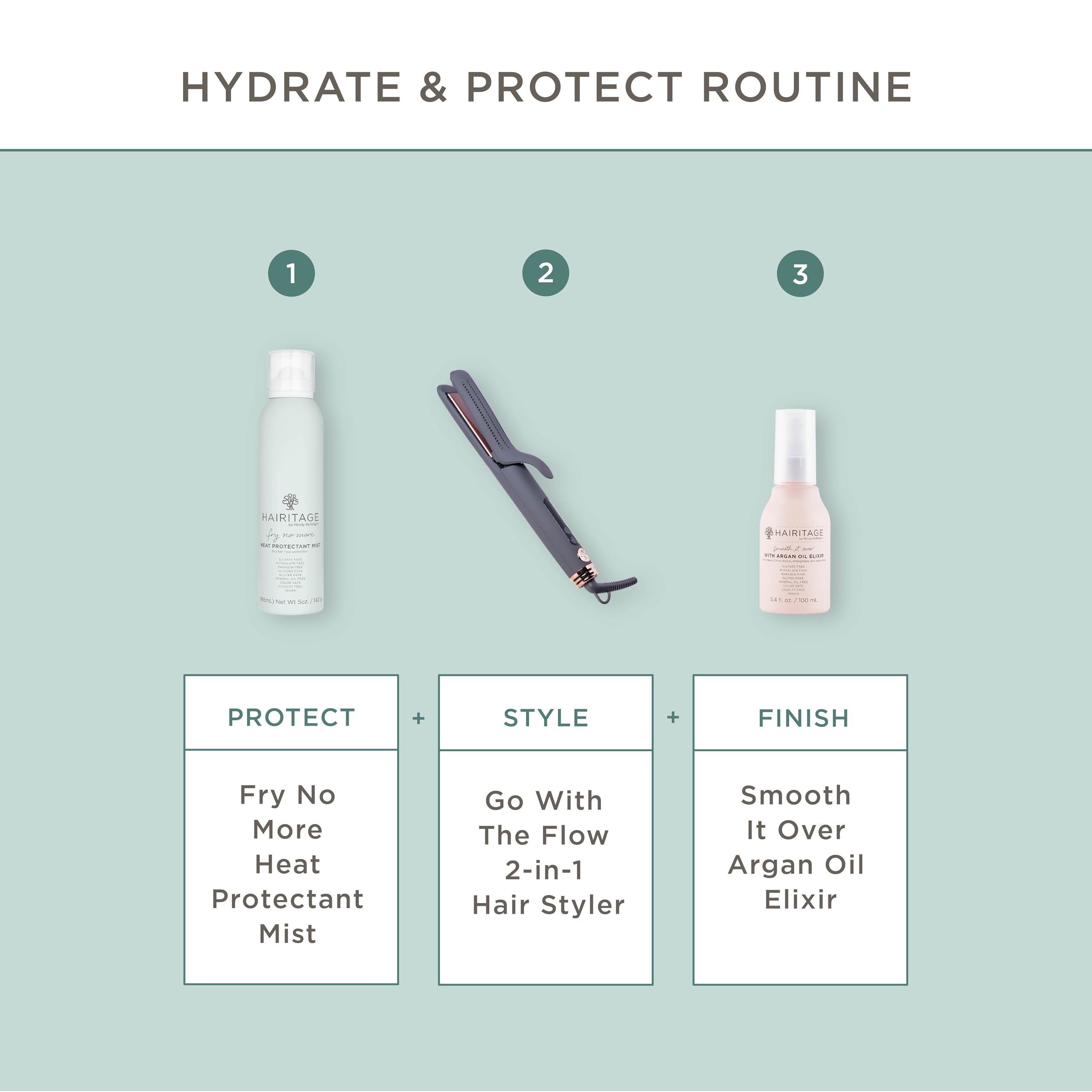Hairitage bottle held in hand for scale showing portable 5 oz benefit