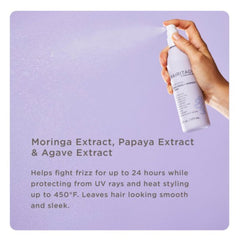 Hairitage hair texture closeup showing smooth, shiny finish and reduced frizz after use