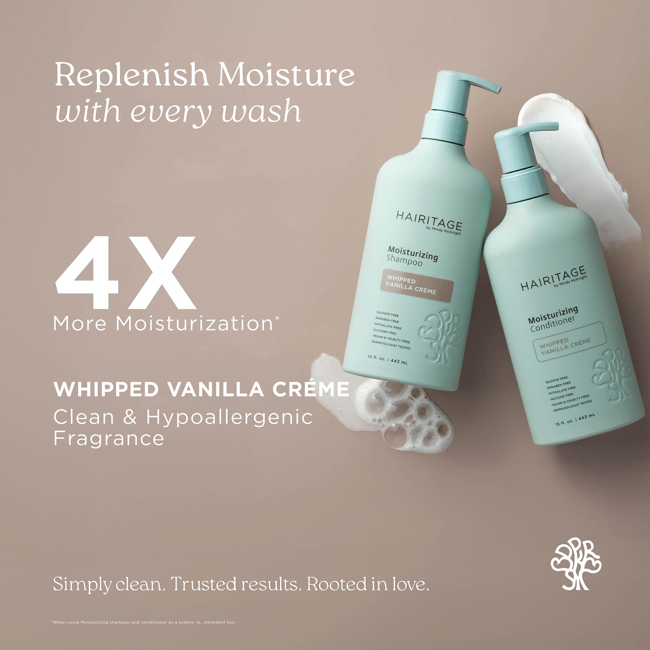 Hairitage back label ingredients list highlighting minimal, naturally derived components