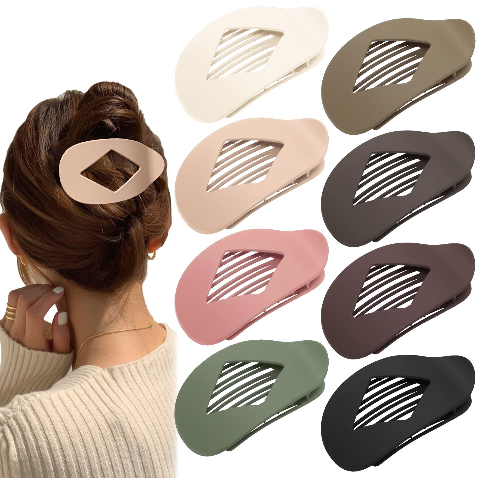Hairshowgala front view of eight neutral clips showing variety and convenience