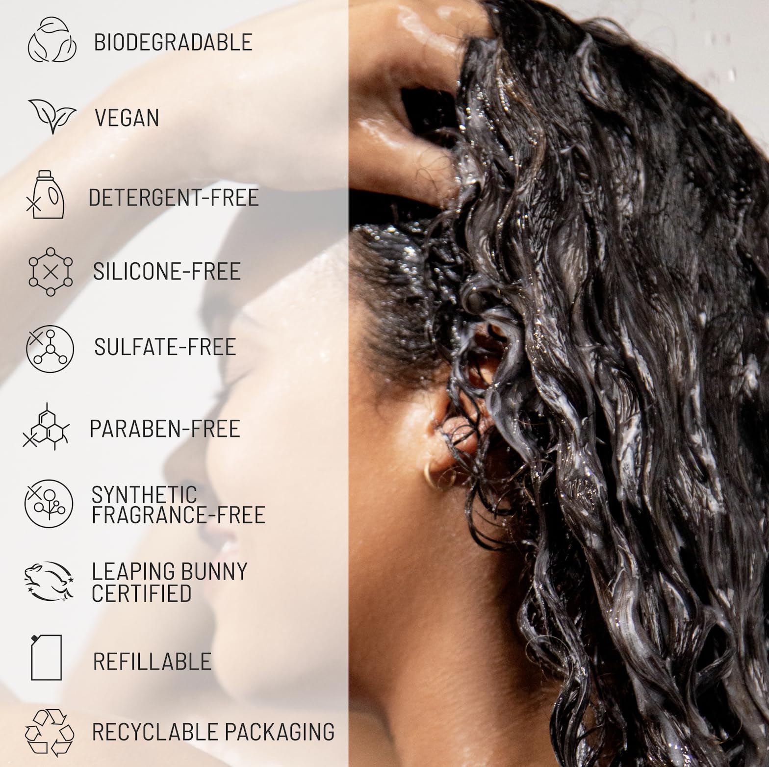 Hairstory New Wash Rich before and after curls showing enhanced definition and reduced frizz