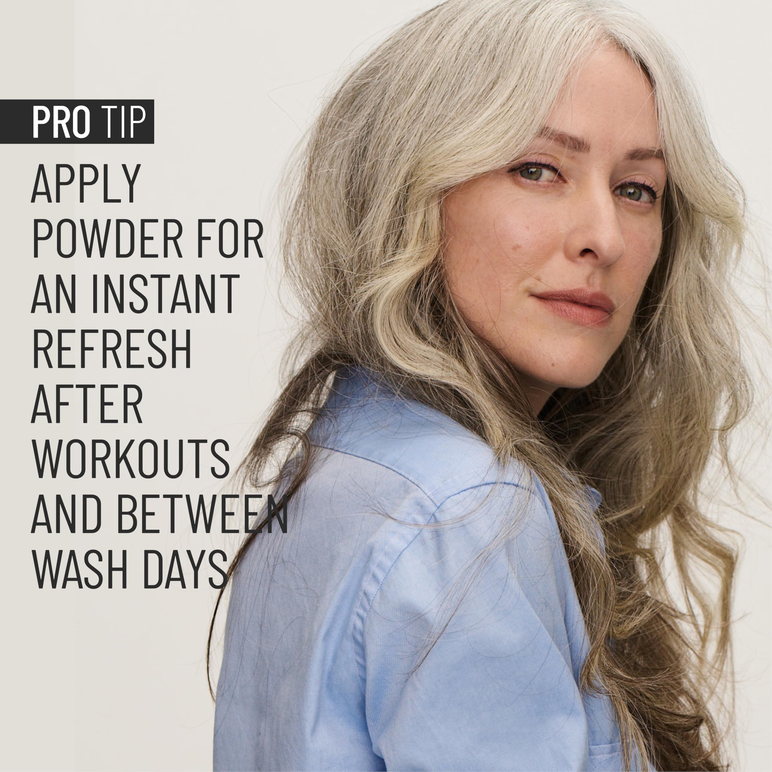 Hairstory Powder on bathroom vanity for effortless between-wash styling