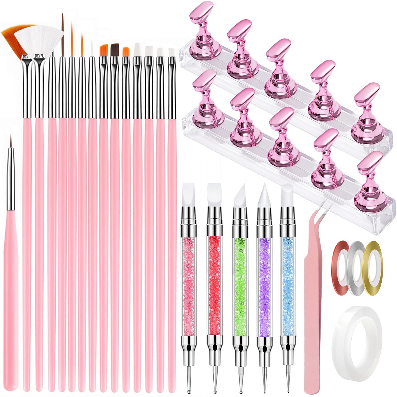 HAIY front packaging showing full 35-piece nail art kit, organized for easy use