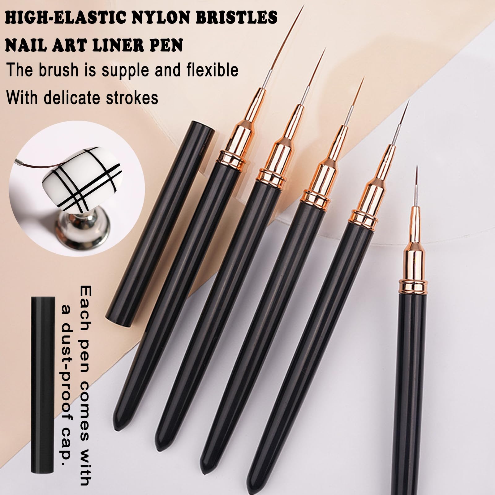HAIY UV gel brushes with acrylic handles for steady comfortable application
