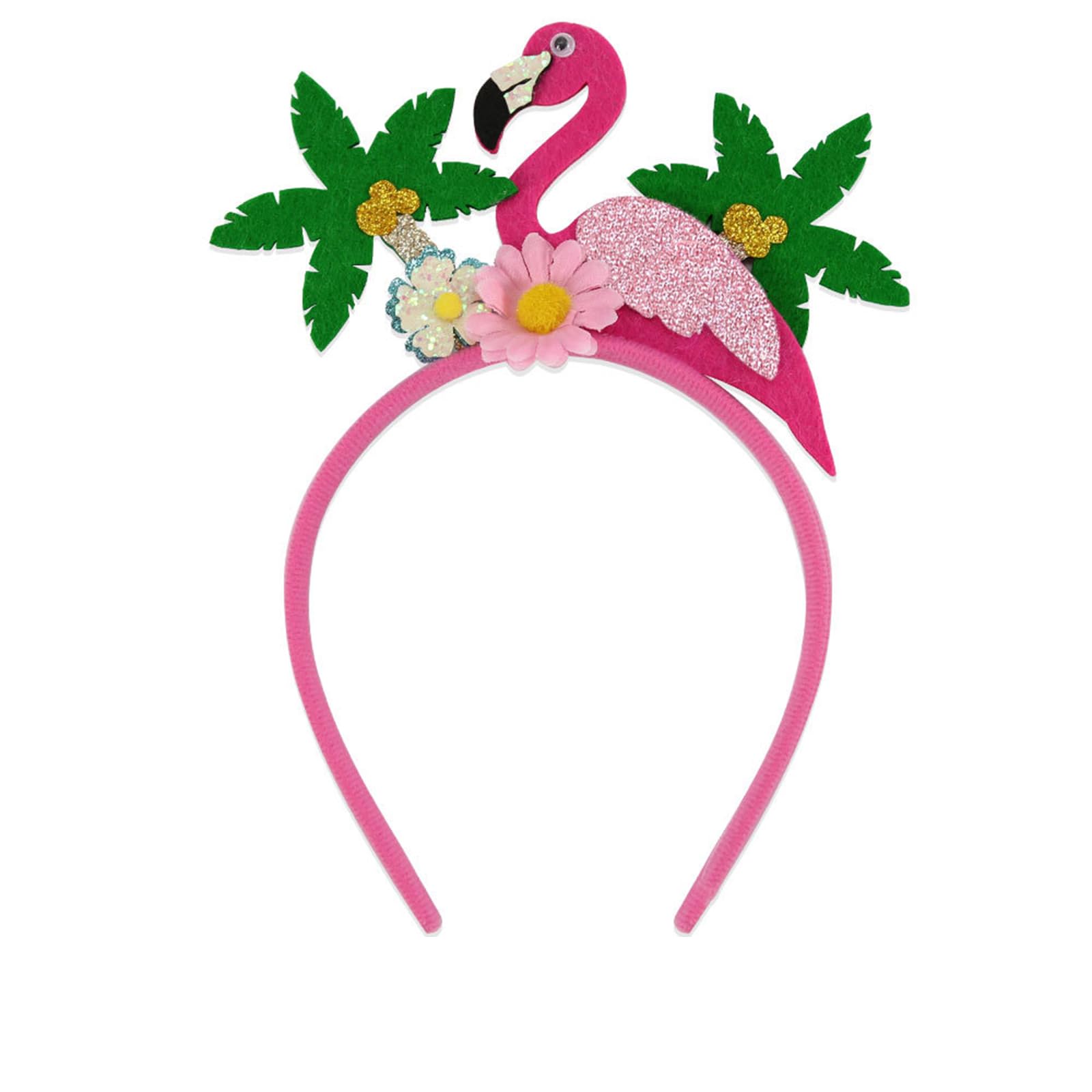 HAKJXOS front view pink flamingo headband shows bold island style