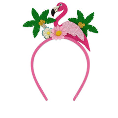 HAKJXOS front view pink flamingo headband shows bold island style