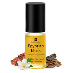 HalalEveryDay front view of 1 oz Egyptian Musk glass roll-on showing compact design and portability