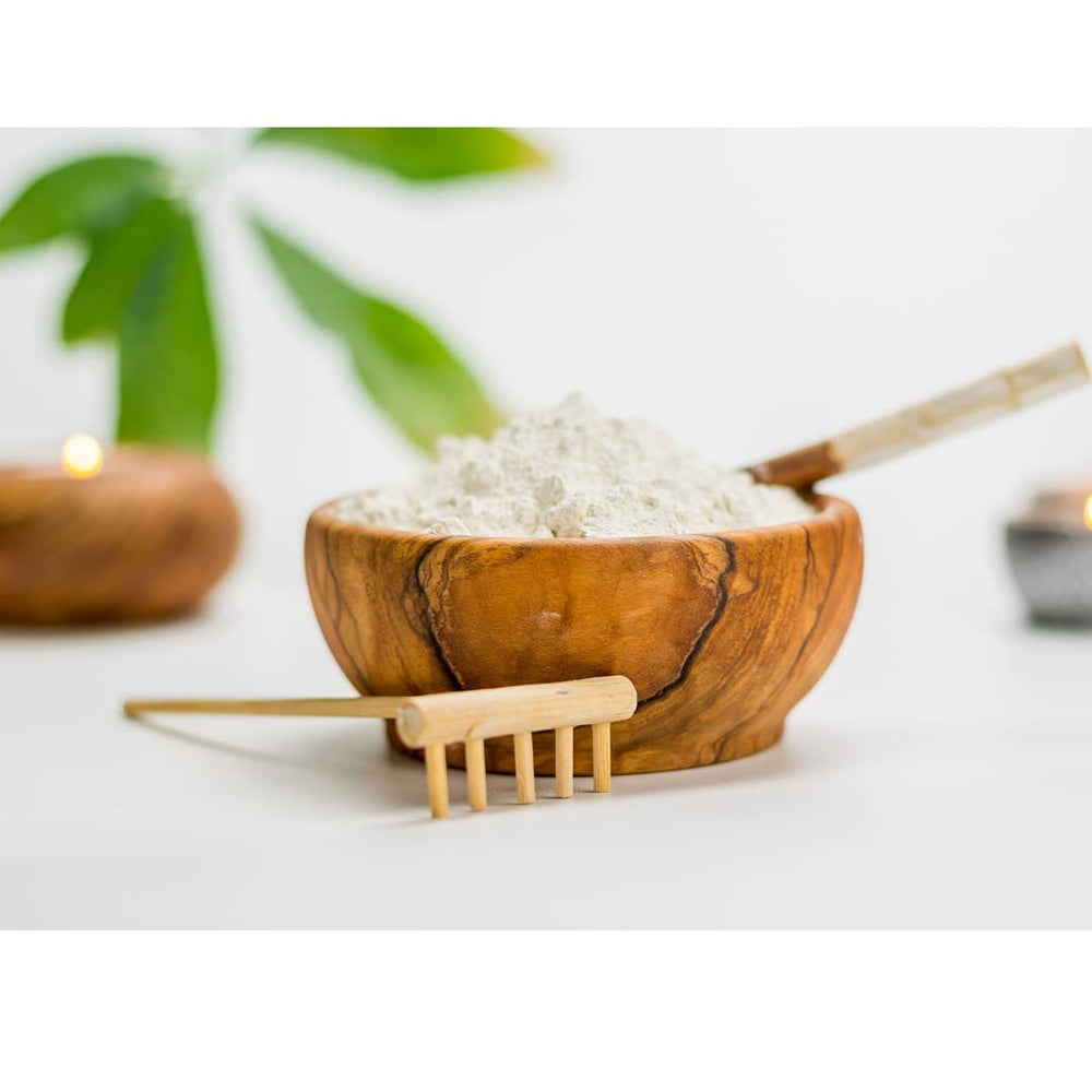 HalalEveryDay clay being mixed in glass bowl illustrating easy blending with liquids and safe tools