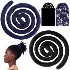 Hanaive front view of two spiral lock hair ties showing colors and pouches, stable hold
