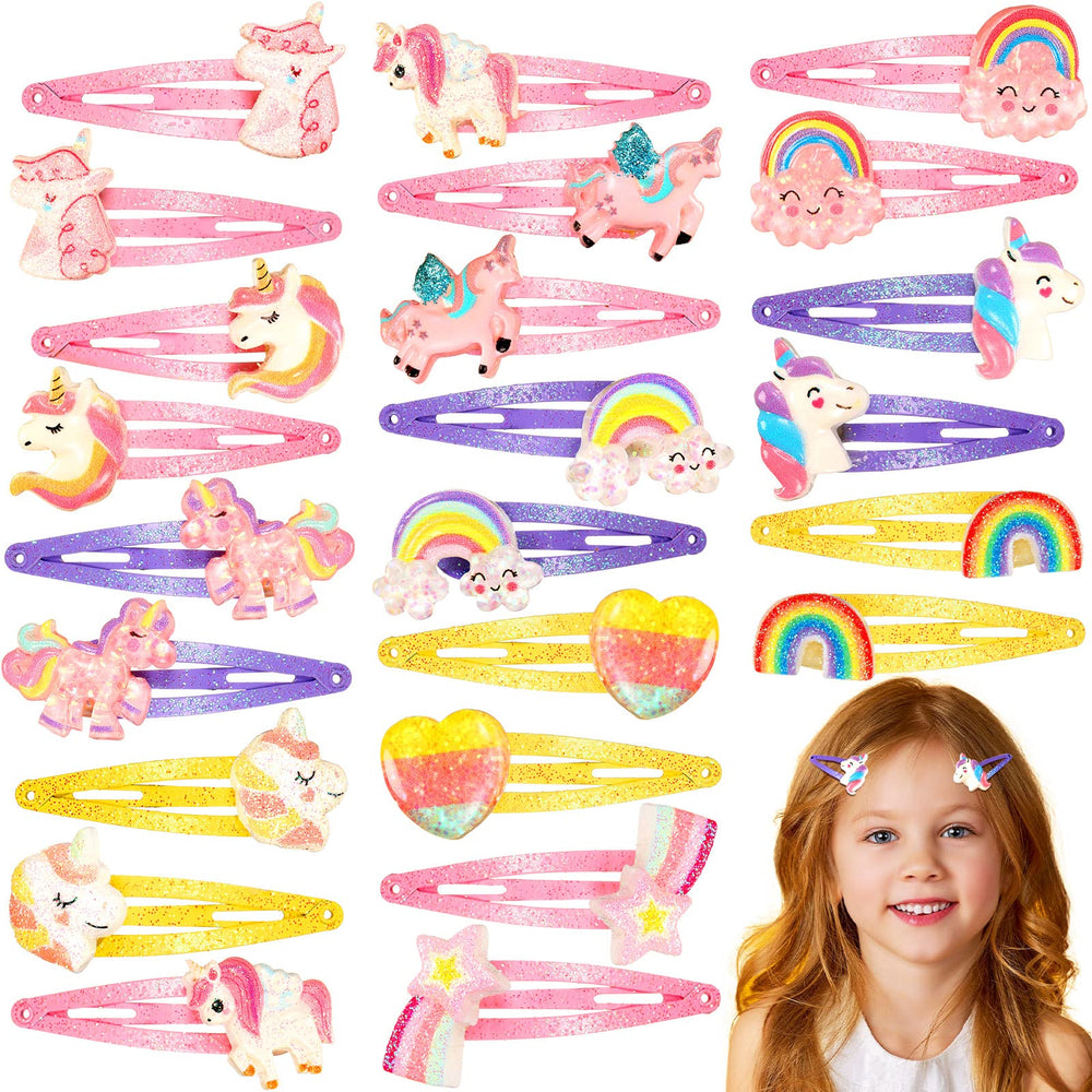 Hanaive front packaging showing 24 rainbow unicorn clips and bright colors for gifting