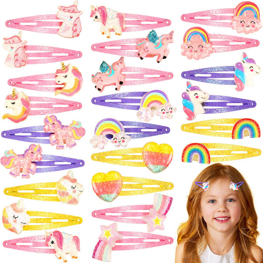 Hanaive front packaging showing 24 rainbow unicorn clips and bright colors for gifting