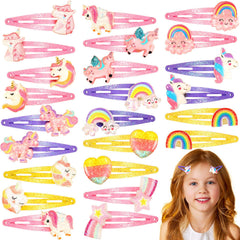 Hanaive front packaging showing 24 rainbow unicorn clips and bright colors for gifting