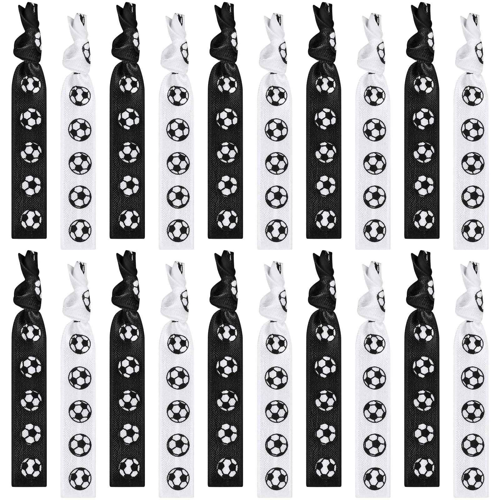 Hanaive front packaging showing 20 black and white soccer hair ties, convenient team supply