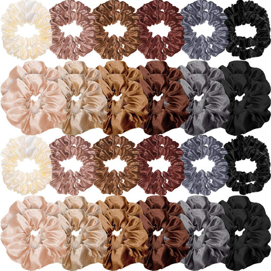 Hanaive front packaging showing 48-piece satin scrunchies and neat presentation, adds convenience